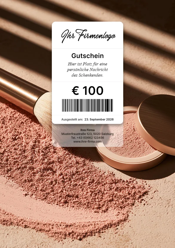 Gutscheinmotiv mit Kosmetik und Puder