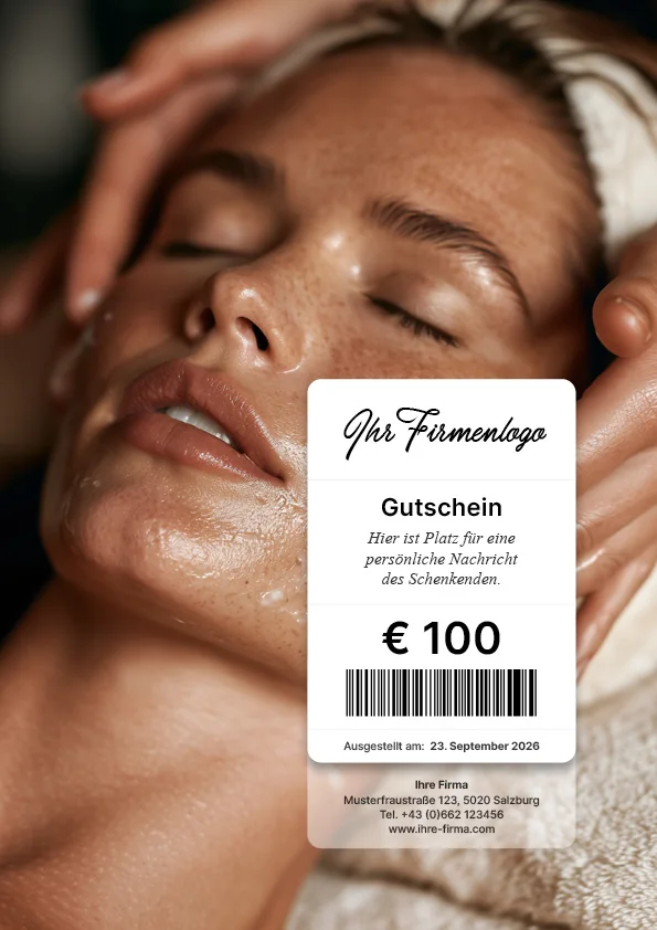 Gutscheinmotiv mit entspanntem Wellness-Porträt