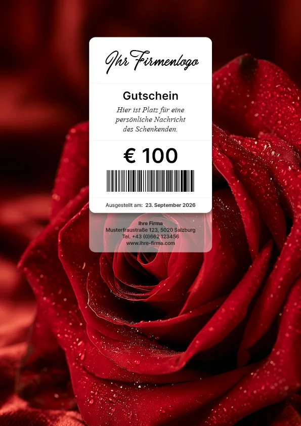 Gutscheinmotiv mit roter Rose