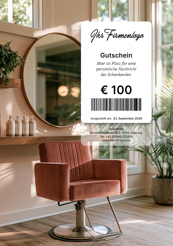 Gutscheinmotiv mit modernem Friseursalon