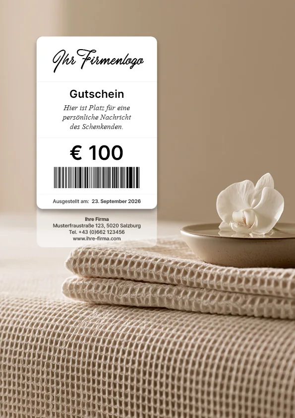 Gutscheinmotiv mit neutralem Spa-Arrangement