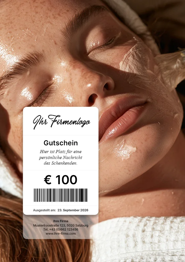 Gutscheinmotiv mit entspanntem Wellness-Porträt